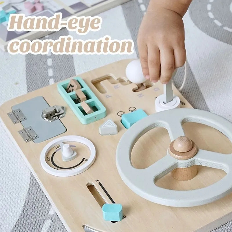 Explore the Bubebaby Wooden Montessori Car Driving Simulator, designed for ages 0-14+. This engaging toy features realistic car simulations and scene modeling, crafted to be smooth, wear-resistant, and safe for little hands. CE certified and perfect for enhancing playtime with a transportation theme