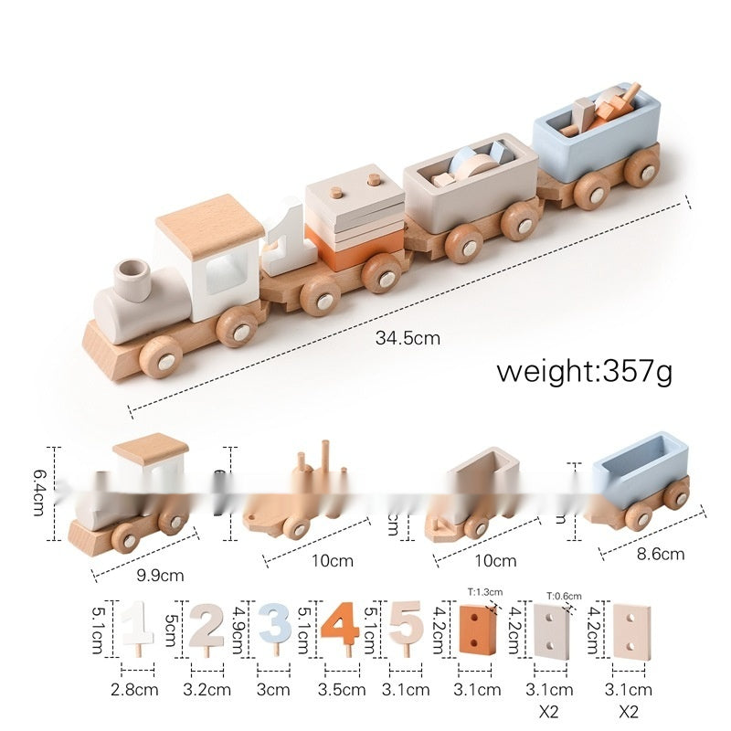 Wooden birthday number train pieces chart