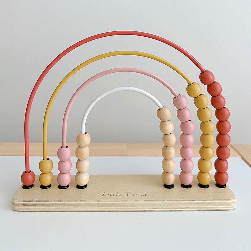 Pink wooden rainbow counting abacus
