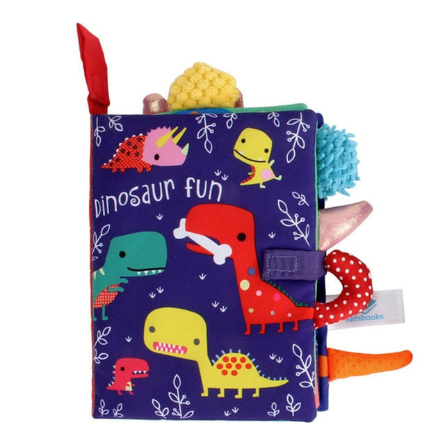 Crinkle cloth book with tails, dinosaur theme