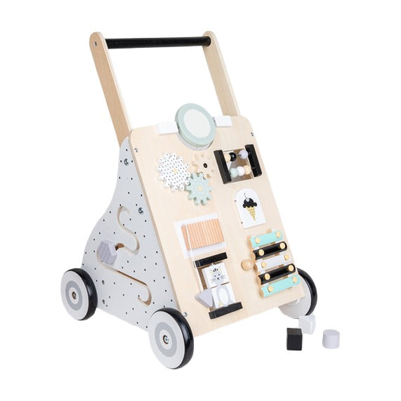 Wooden Busy Board Baby Walker on white background