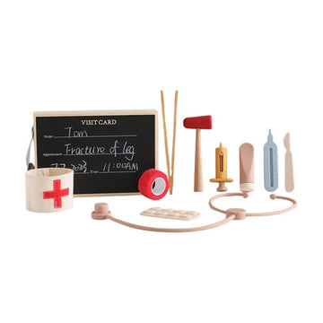 Wooden Pretend Doctor Kit on white background