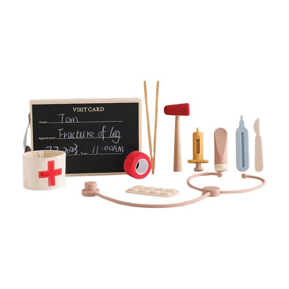 Wooden Pretend Doctor Kit on white background