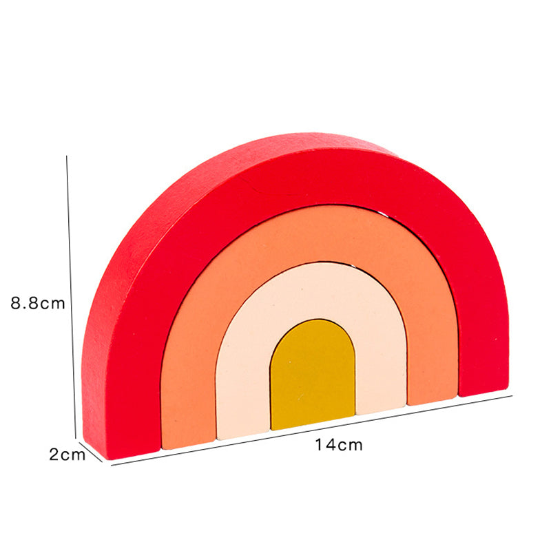 Wooden rainbow stacking arch red colourway with measurements