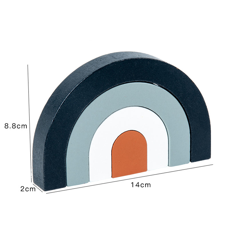 Wooden rainbow stacking arch black colourway with measurements
