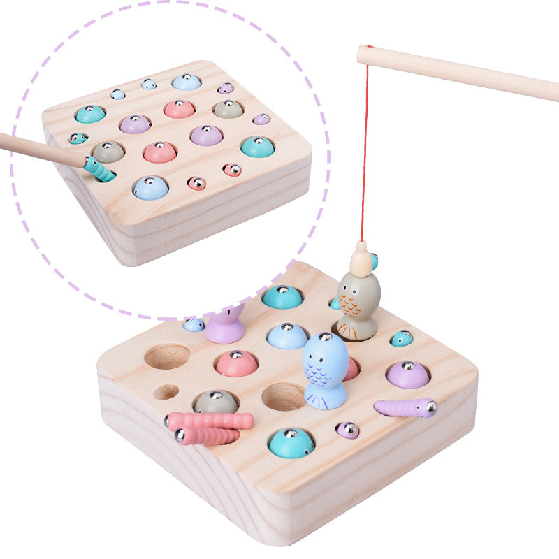 Magnetic fish and worm catching game fishing with the magnetic rod