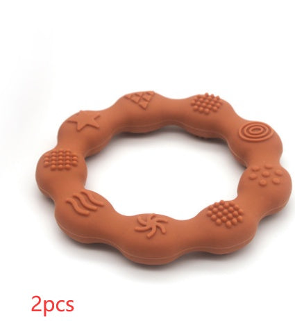 Silicone textured ring teether in orange (set of 2)