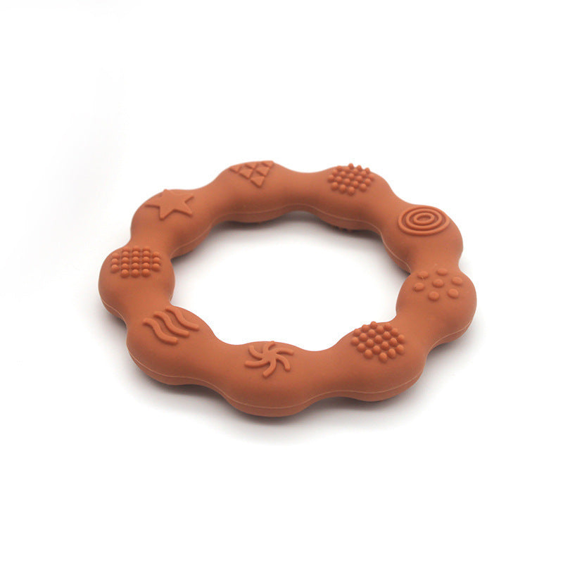 Silicone textured ring teether in orange