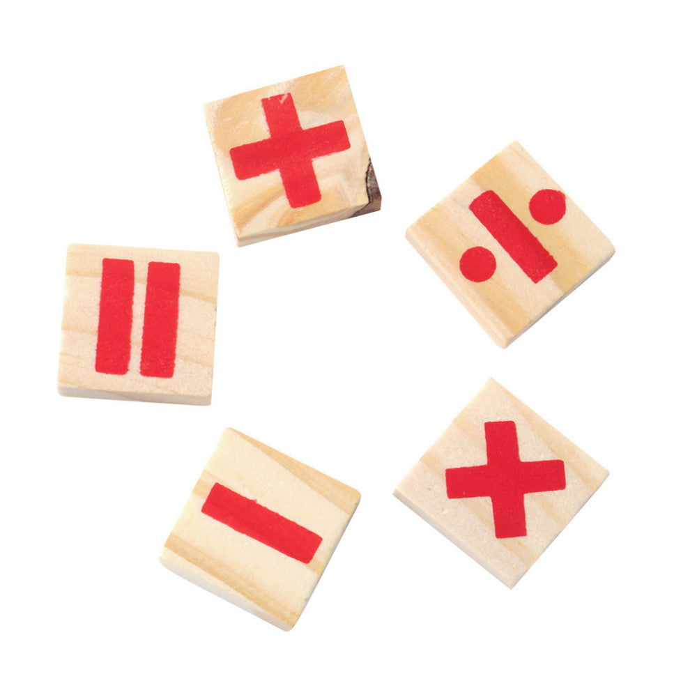 Wooden math counting sticks set math symbol tiles