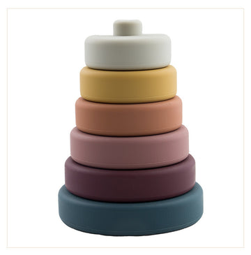 Earth tones silicone stacking ring tower
