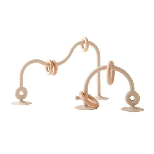 Beige silicone suction arch with wooden rings