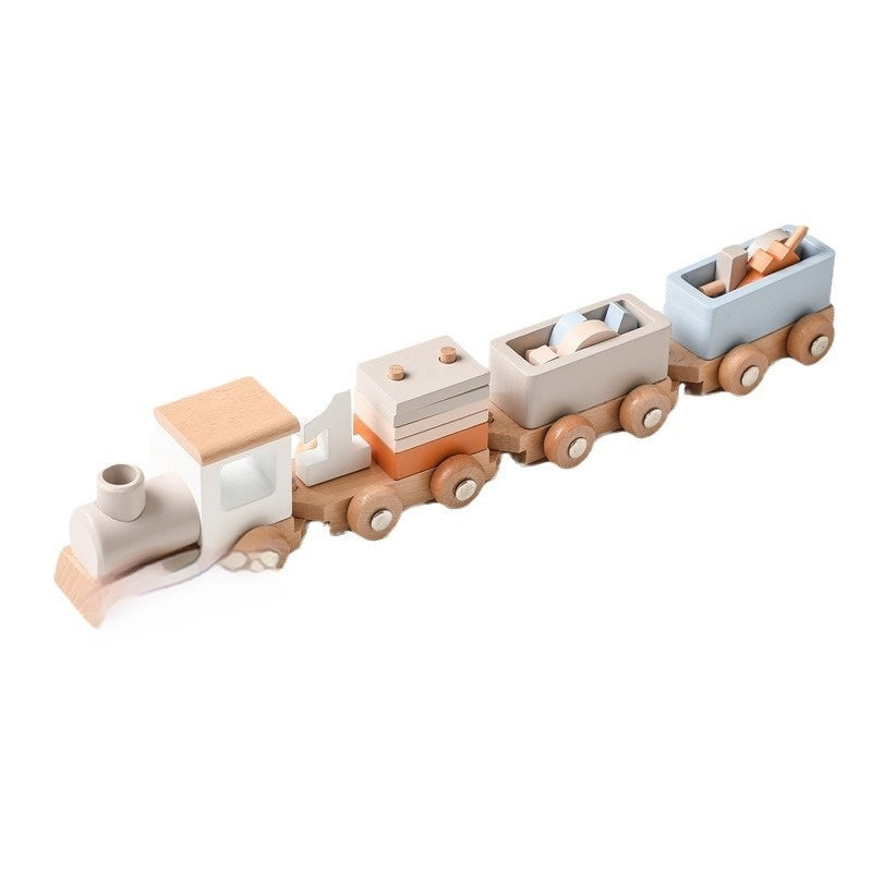 Wooden birthday number train on white background
