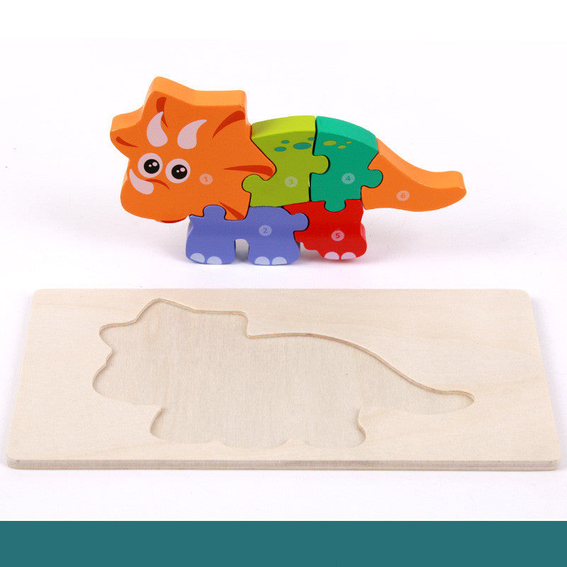 Triceratops wooden dinosaur puzzle with tray