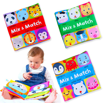 Mix and match baby cloth books in three themes