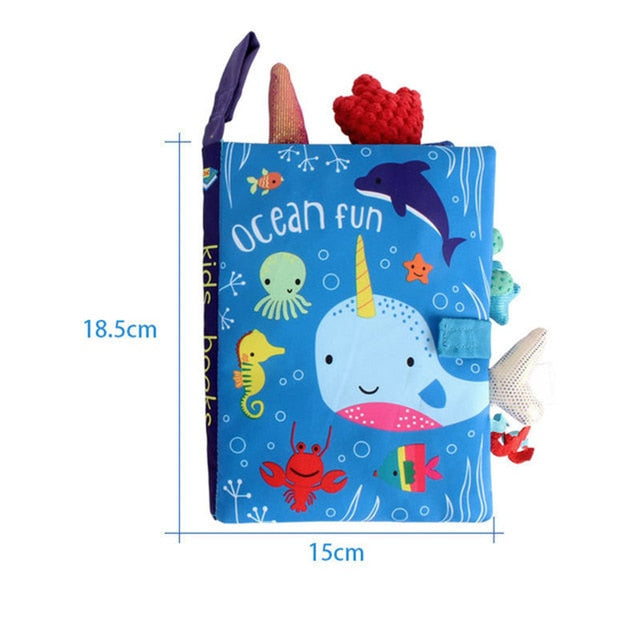 Crinkle cloth book with tails, ocean theme with size