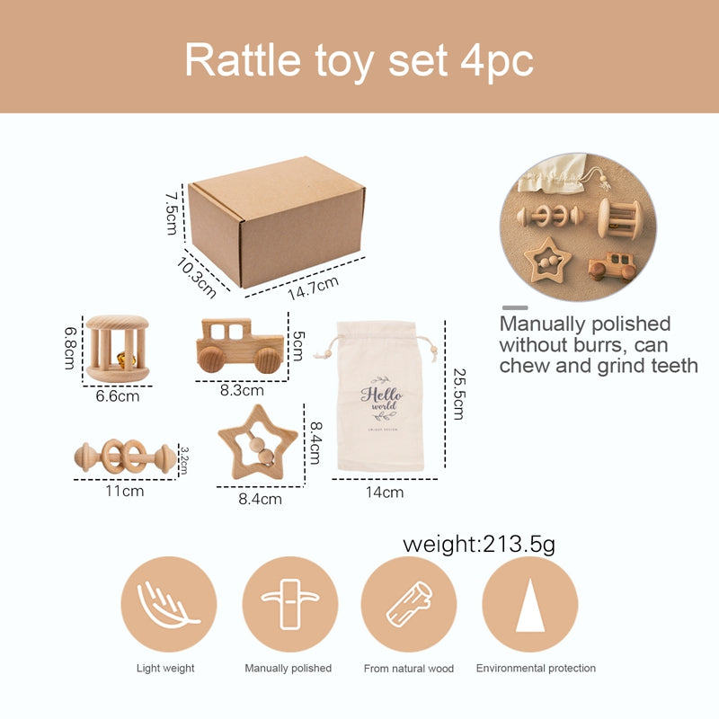 Wooden rattle gift set features overview