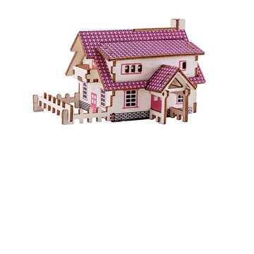 Pink farmhouse wooden 3D puzzle with fence