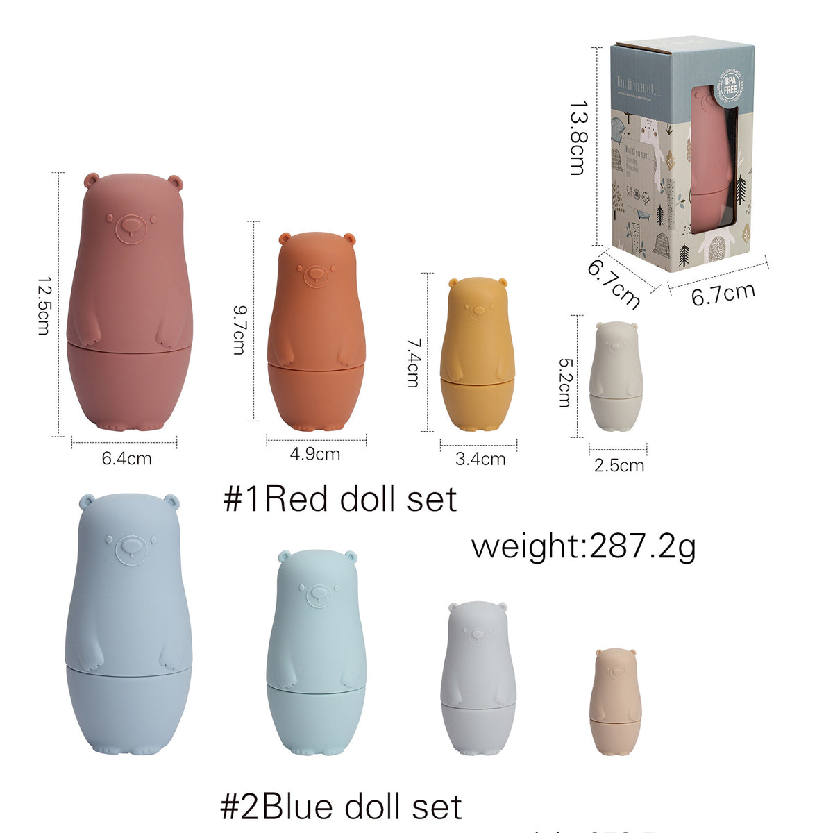 Silicone nesting dolls size chart