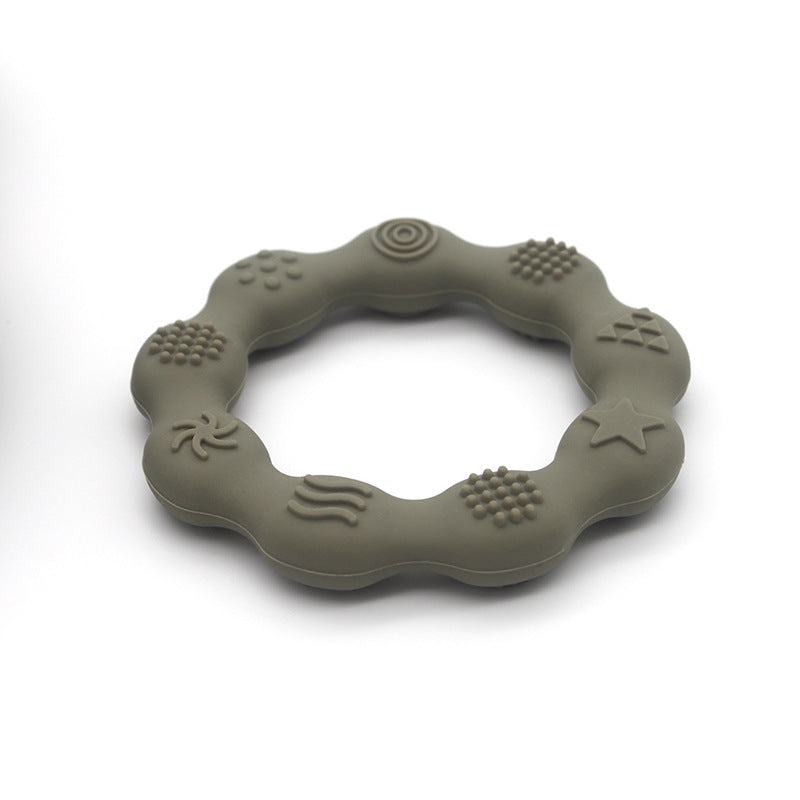 Silicone textured ring teether in sage green
