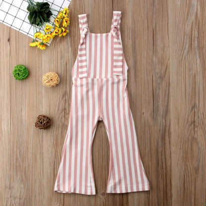 BabyLove Sleeveless Striped Romper at BubeBaby, perfect for baby girls from 0-5 years. Made from a comfy cotton-polyester blend, this versatile romper features a square collar, covered button closure, and short sleeves, ideal for all seasons. 