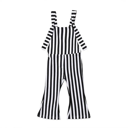BabyLove Sleeveless Striped Romper at BubeBaby, perfect for baby girls from 0-5 years. Made from a comfy cotton-polyester blend, this versatile romper features a square collar, covered button closure, and short sleeves, ideal for all seasons. 