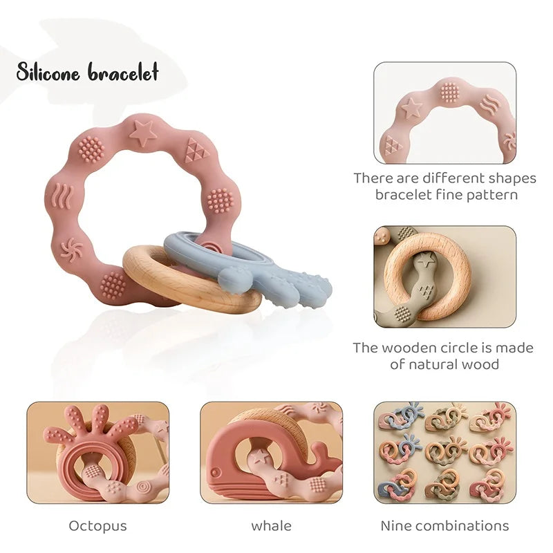 Introducing our Bubebaby Babylove Teether Bracelet, crafted from safe, BPA-free silicone, ideal for ages 0-36 months. This latex, nitrosamine, and phthalate-free teether offers effective tooth care in a fun, cartoon whimsical shape. Available in various colors and sizes, it comes conveniently bagged or boxed for easy gifting.
