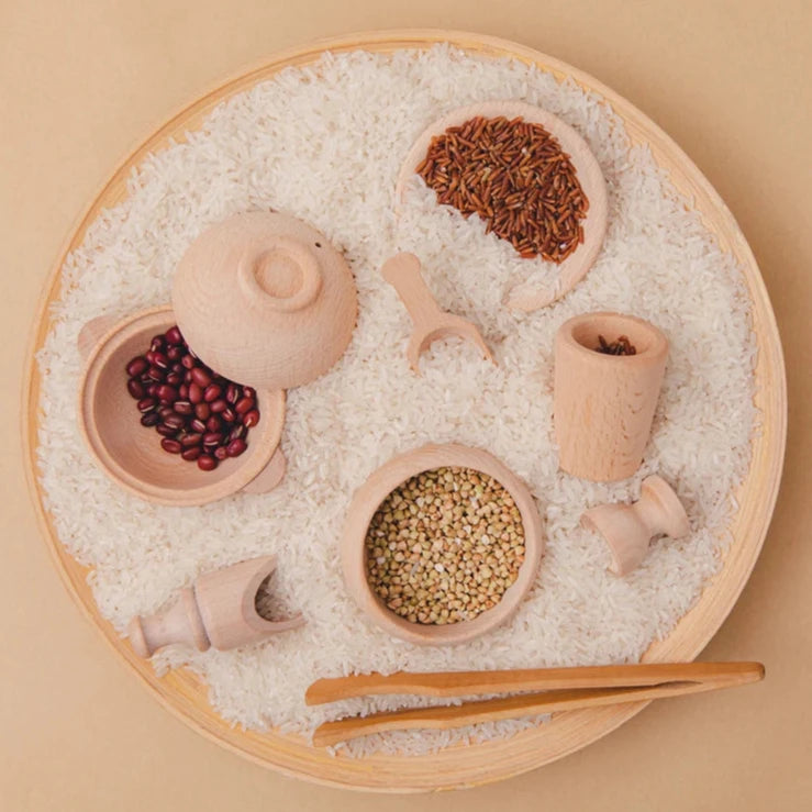 Discover our Babylove CE-certified Wooden Montessori Sand Play Set, ideal for children aged 3-14 years. Made from solid beech wood, this sensory play set includes sand and grain bowl holders, perfect for hands-on, organic learning. Unisex design, always use with adult supervision