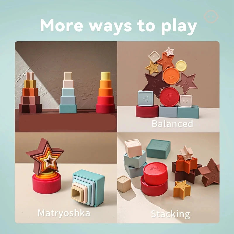 Discover our vibrant Silicone Puzzle/Shapes Puzzle/Stacking Blocks! Perfect for developing fine motor skills and cognitive abilities, this CE-certified toy is made from flexible, durable silicone. Engage your little one with colorful shapes and promote creativity through stacking fun! Safe, exciting, and designed for endless play!