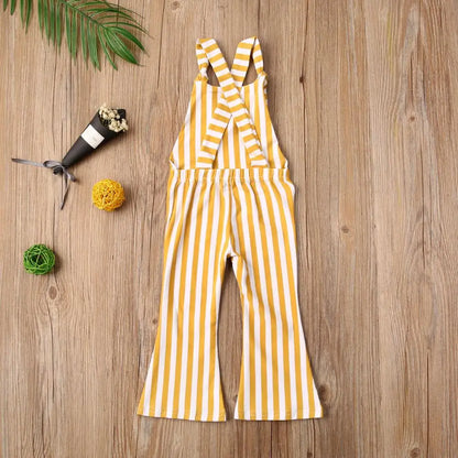BabyLove Sleeveless Striped Romper at BubeBaby, perfect for baby girls from 0-5 years. Made from a comfy cotton-polyester blend, this versatile romper features a square collar, covered button closure, and short sleeves, ideal for all seasons. 