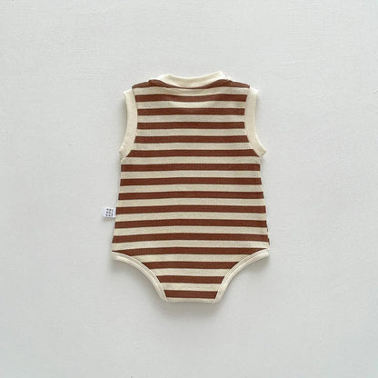 Keep your baby stylish and comfy with our BabyLove Striped Summer Sleeveless Romper From Bubebaby. Made from 95% cotton, this pullover romper features a breathable, sleeveless design perfect for hot days. Available in sizes for 0-24 months, it's ideal for keeping little ones cool and free to explore. Shop now for the perfect summer outfit