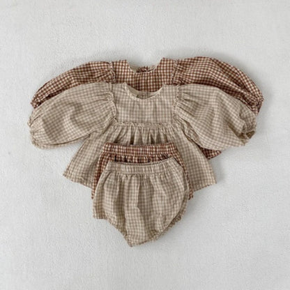 A boho inspired festive 2 piece matching set from Bubebaby BabyLove, featuring tranquil calming colors suitable for babies perfect for holiday celebrations