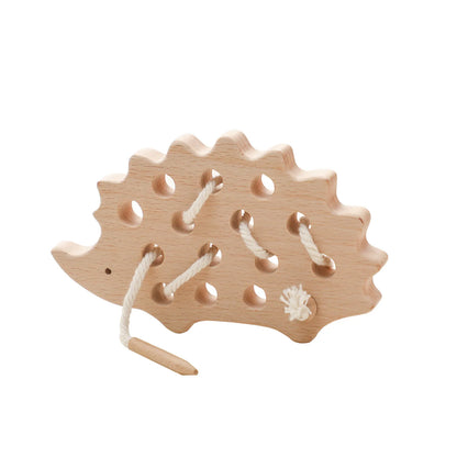 Montessori Wooden Animal Thread Toy designed for fine motor skills and imaginative play at BubeBaby