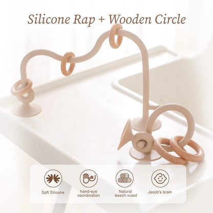Montessori Wood Silicone Cognitive Rings