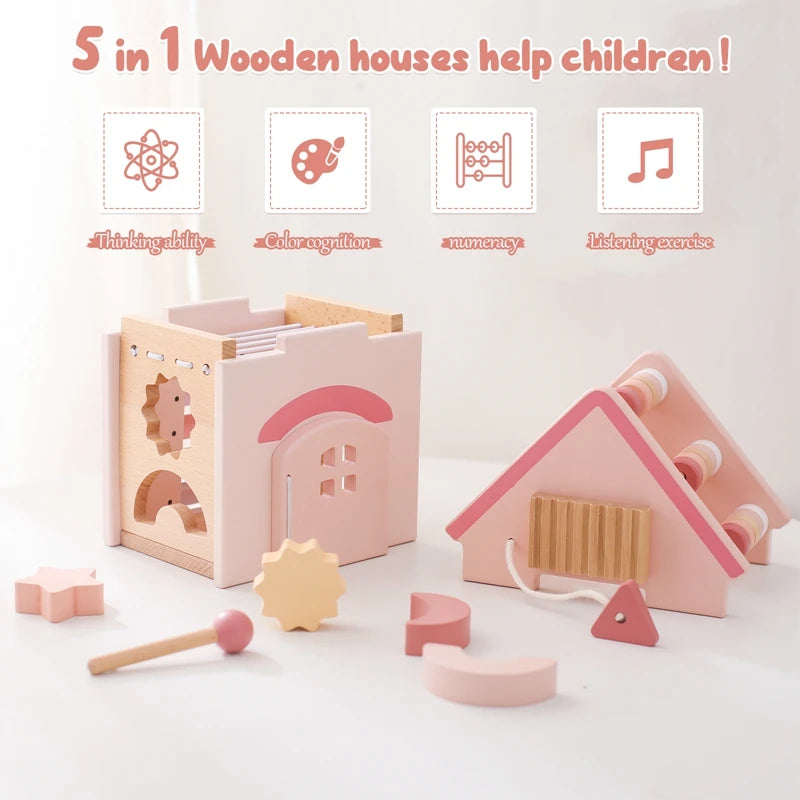 Explore our BabyLove Europe-certified (CE) Montessori Wooden Toys for children aged 3-6 years at Bubebaby. This multifunctional, five-in-one educational toy is designed to enhance hand-eye coordination, fine motor skills, logical thinking, and spatial imagination. Available for both direct sales and wholesale.