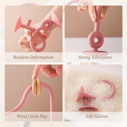 Montessori Wood Silicone Cognitive Rings
