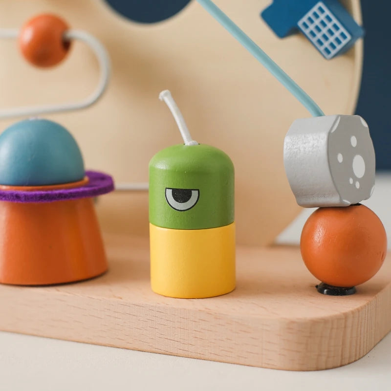 Discover the BabyLove Montessori Sensory Educational Toy, designed for children aged 0-3y, 3-6y, 6-12y, and 14+y.  This toy is crafted from high-quality wood and certified by CE for safety. With Montessori winding bead gameplay, it offers a delightful sensory experience for your child. Weighing 464g, it ensures safe and engaging play