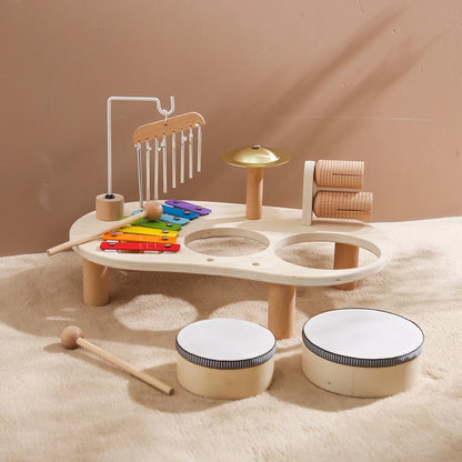 Discover the Bubebaby Montessori Music Table, an educational and non-electric musical instrument designed for children ages 0-14+. This table features engaging musical elements. Lightweight at 1.23kg and measuring 41.2X24.7X9.5cm, it's perfect for young learners seeking fun and educational play