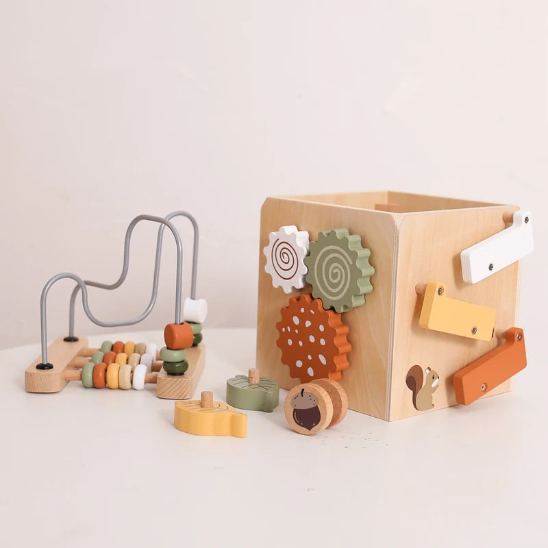 Montessori Multifunctional Forest Adventure Play Set With Gears and Shapes