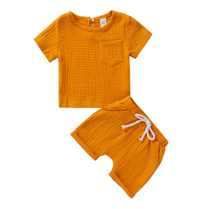 Shop our Stylish and comfortable outfits from Bubebaby, designed for children aged 0-6 years. Perfect for summer, these unisex sets are made from high-quality cotton linen and polyester, ensuring breathability and comfort. Features include a classic O-neck collar, regular short sleeves, and a pullover closure.