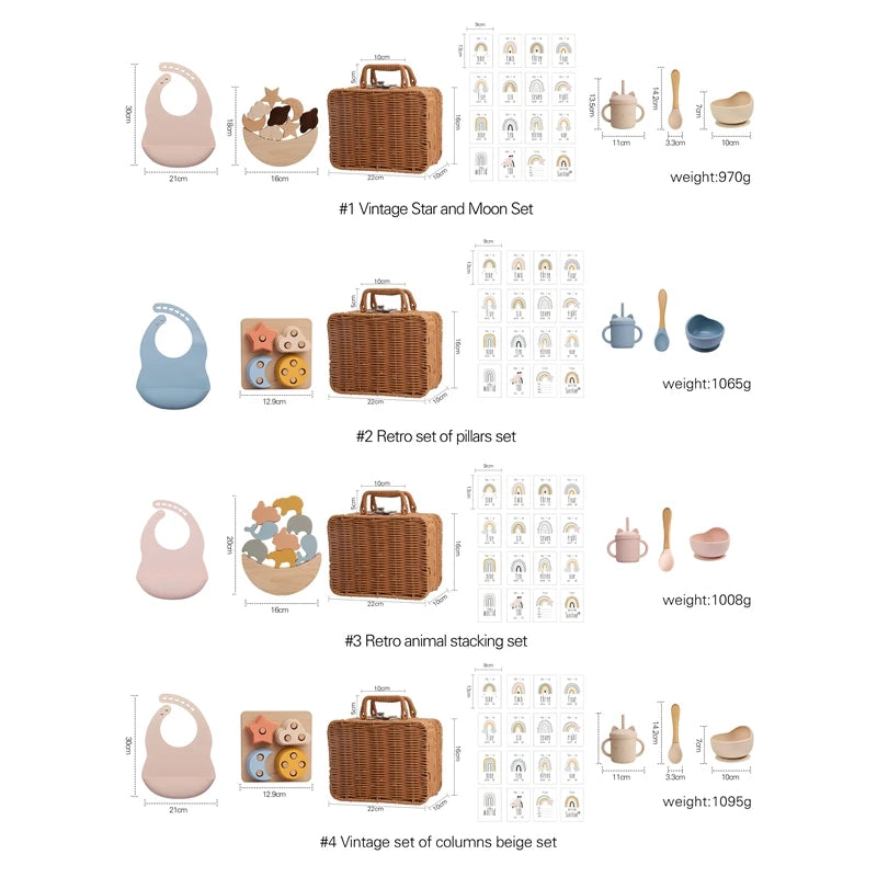 Discover the Montessori BabyLove Vintage Tableware Set at BubeBaby. This unisex set is perfect for infants and toddlers. Ideal for ages 0-24 months, it includes everything needed for stylish and functional mealtimes. Shop now for high-quality, vintage-inspired tableware for your little one