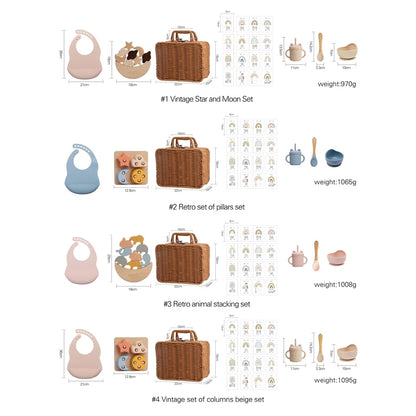 Discover the Montessori BabyLove Vintage Tableware Set at BubeBaby. This unisex set is perfect for infants and toddlers. Ideal for ages 0-24 months, it includes everything needed for stylish and functional mealtimes. Shop now for high-quality, vintage-inspired tableware for your little one