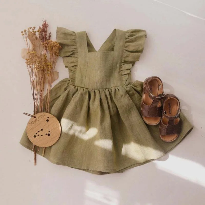 Bubebaby BabyLove  AdorableCotton Summer Dress with charming ruffled sleeves, perfect for warm weather