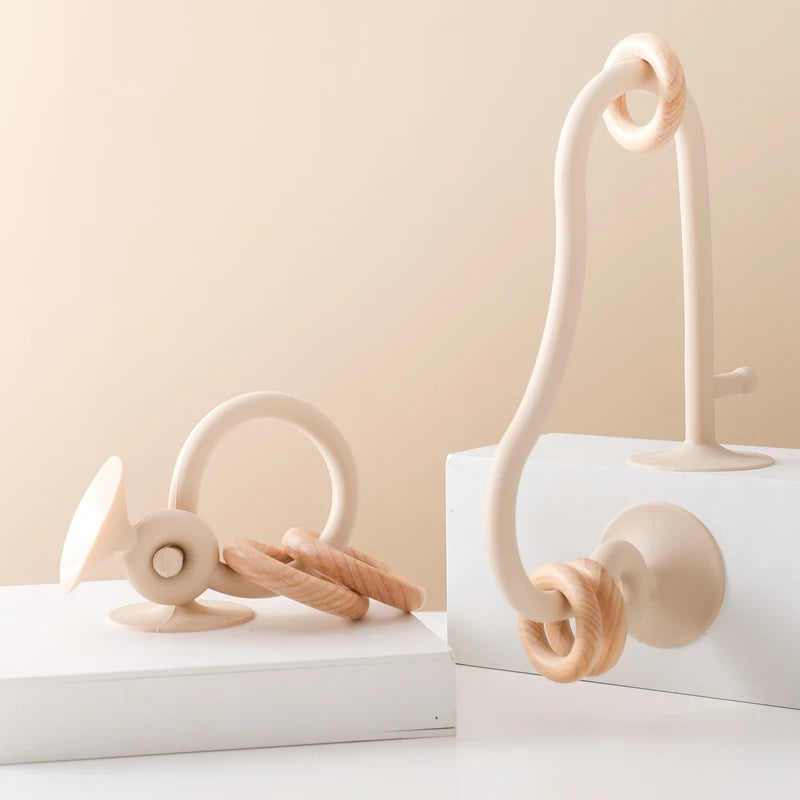 Montessori Wood Silicone Cognitive Rings