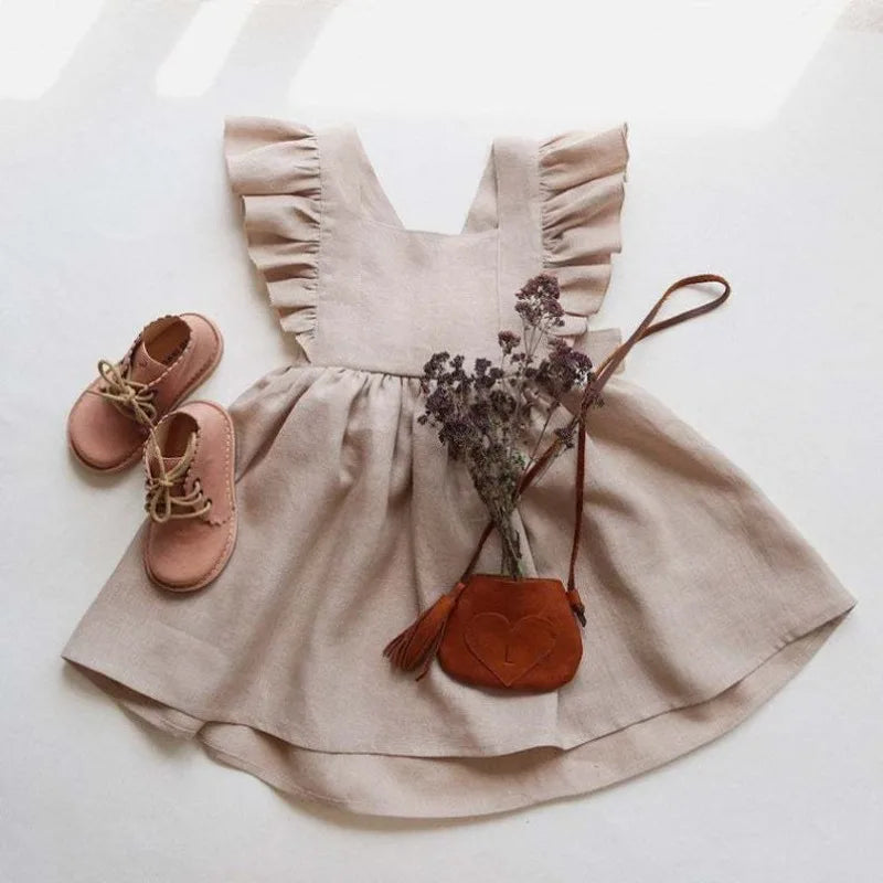Bubebaby BabyLove  AdorableCotton Summer Dress with charming ruffled sleeves, perfect for warm weather