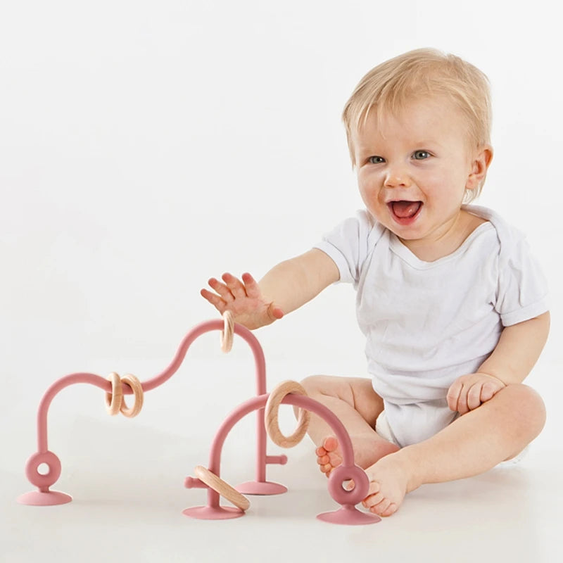 Montessori Wood Silicone Cognitive Rings
