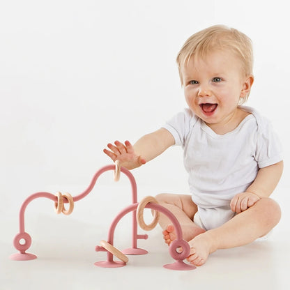 Montessori Wood Silicone Cognitive Rings