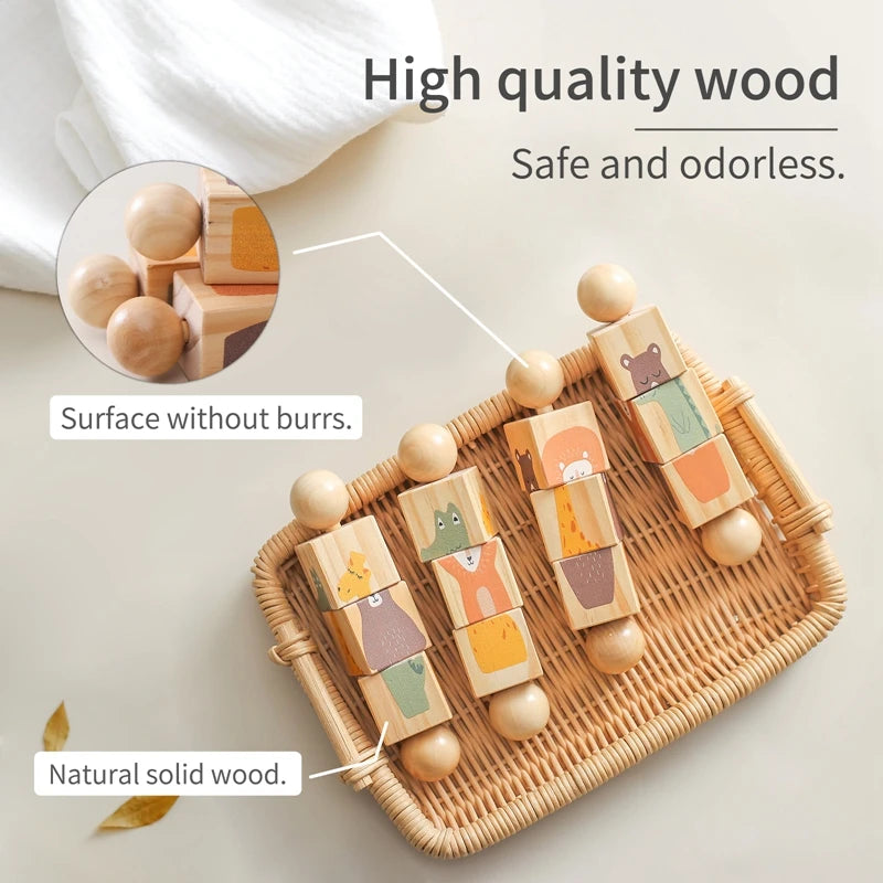 Wooden Montessori Hand Held Rattle, designed for sensory exploration and motor skill development at BubeBaby