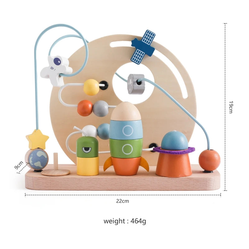Discover the BabyLove Montessori Sensory Educational Toy, designed for children aged 0-3y, 3-6y, 6-12y, and 14+y.  This toy is crafted from high-quality wood and certified by CE for safety. With Montessori winding bead gameplay, it offers a delightful sensory experience for your child. Weighing 464g, it ensures safe and engaging play