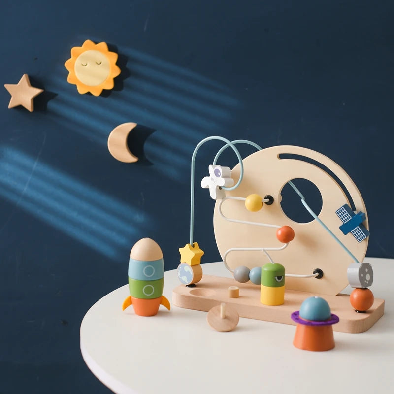 Discover the BabyLove Montessori Sensory Educational Toy, designed for children aged 0-3y, 3-6y, 6-12y, and 14+y.  This toy is crafted from high-quality wood and certified by CE for safety. With Montessori winding bead gameplay, it offers a delightful sensory experience for your child. Weighing 464g, it ensures safe and engaging play