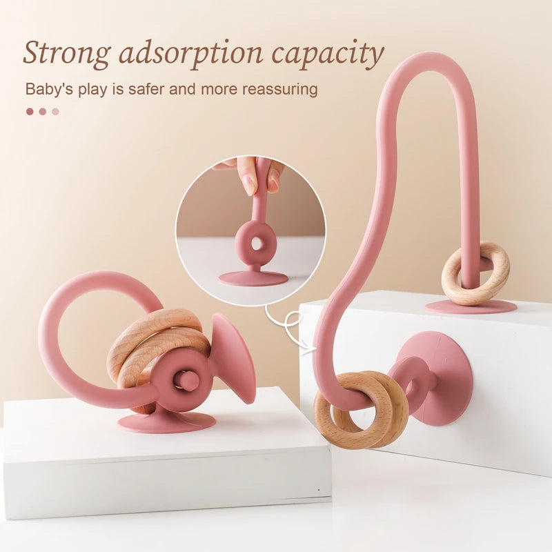 Montessori Wood Silicone Cognitive Rings